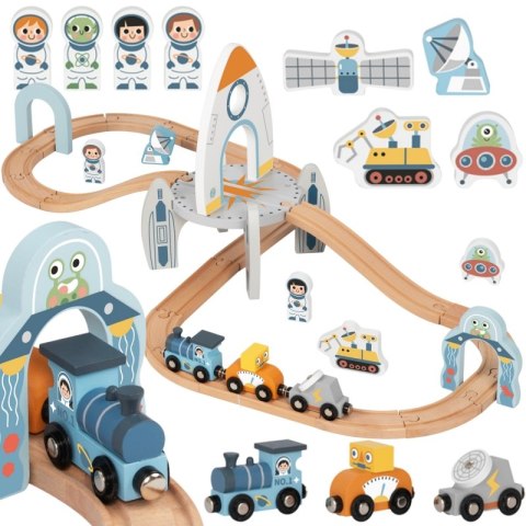 Tooky Toy TOOKY TOY Drewniana Kolejka Kosmiczna Zestaw Tory
