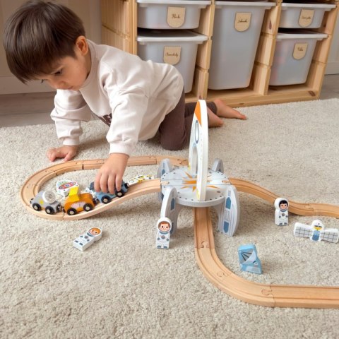 Tooky Toy TOOKY TOY Drewniana Kolejka Kosmiczna Zestaw Tory