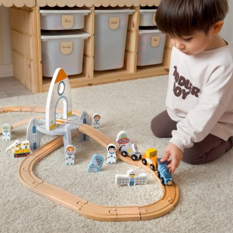 Tooky Toy TOOKY TOY Drewniana Kolejka Kosmiczna Zestaw Tory
