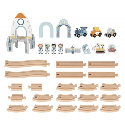 Tooky Toy TOOKY TOY Drewniana Kolejka Kosmiczna Zestaw Tory