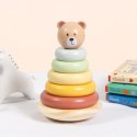 Tooky Toy TOOKY TOY Drewniana Układanka Sensoryczna Piramidka Miś Sensoryczny Kolorowy Stacker