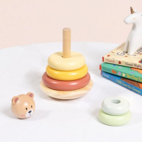 Tooky Toy TOOKY TOY Drewniana Układanka Sensoryczna Piramidka Miś Sensoryczny Kolorowy Stacker