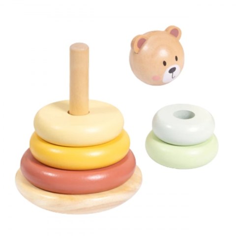 Tooky Toy TOOKY TOY Drewniana Układanka Sensoryczna Piramidka Miś Sensoryczny Kolorowy Stacker