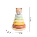 Tooky Toy TOOKY TOY Drewniana Układanka Sensoryczna Piramidka Miś Sensoryczny Kolorowy Stacker