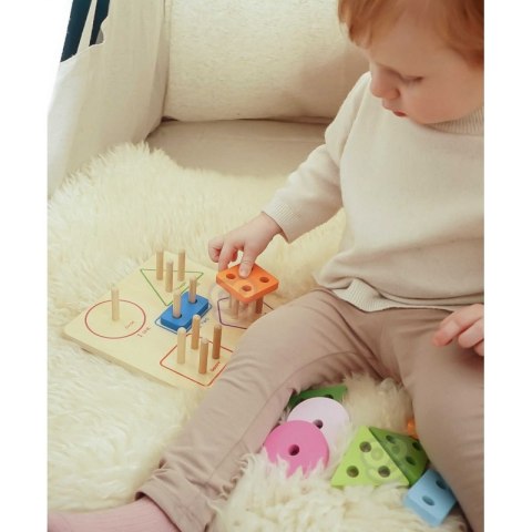 Tooky Toy TOOKY TOY Drewniany Sorter Geometryczny Nauka Kształtów Liczenia