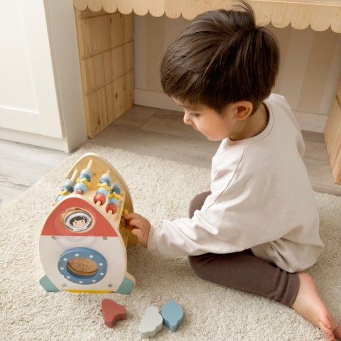 Tooky Toy TOOKY TOY Kosmiczna Rakieta Aktywności Sorter Labirynt Drewniany