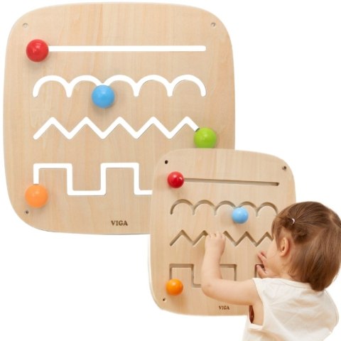 Viga Toys VIGA Drewniana Tablica Manipulacyjna Sensoryczna Labirynt