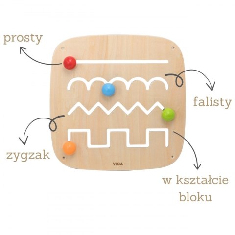 Viga Toys VIGA Drewniana Tablica Manipulacyjna Sensoryczna Labirynt