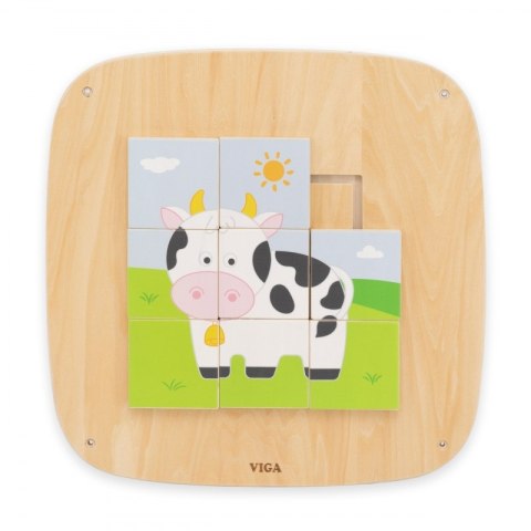 Viga Toys VIGA Drewniana Tablica Manipulacyjna Sensoryczna Układanka Obrazkowa