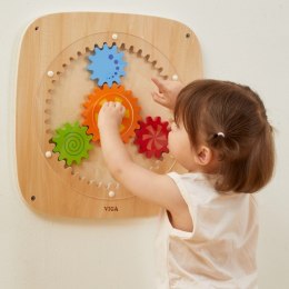 Viga Toys VIGA Drewniana Tablica z Kolorowymi Kołami Zębatymi