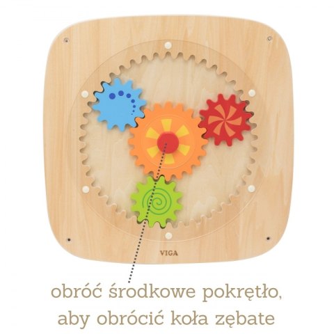 Viga Toys VIGA Drewniana Tablica z Kolorowymi Kołami Zębatymi