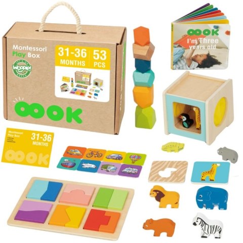 Woopie Let's Go Green WOOPIE GREEN Box Pudełko XXL Montessori Edukacyjne 7w1 Sensoryczne 31-36 Mies. FSC