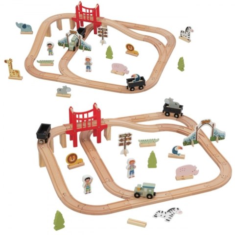 Woopie Let's Go Green WOOPIE GREEN Drewniana Kolejka ZOO Zestaw XL Pociąg na Magnes Tor 60 el. FSC