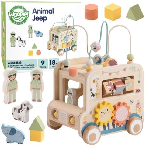 Woopie Let's Go Green WOOPIE GREEN Drewniana Kostka Aktywności Samochód Terenowy Safari FSC
