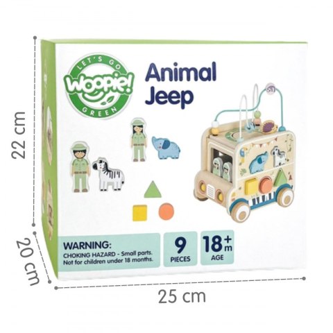 Woopie Let's Go Green WOOPIE GREEN Drewniana Kostka Aktywności Samochód Terenowy Safari FSC