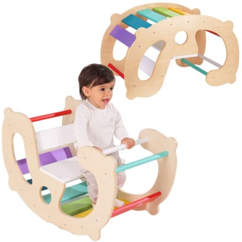 Woopie Let's Go Green WOOPIE GREEN Drewniany Tęczowy Bujak i Mostek 2w1 Montessori FSC