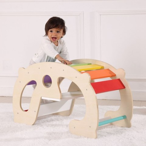 Woopie Let's Go Green WOOPIE GREEN Drewniany Tęczowy Bujak i Mostek 2w1 Montessori FSC