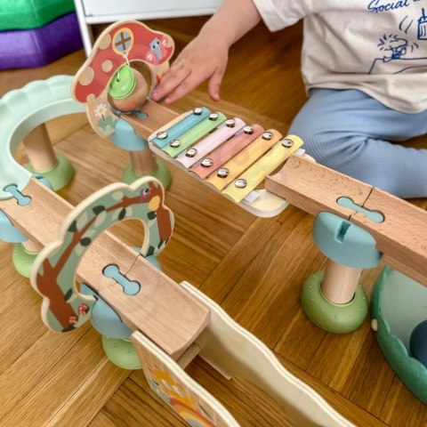 Woopie Let's Go Green WOOPIE GREEN Drewniany Tor Kulkowy z Efektami Dźwiękowymi Cymbałki FSC