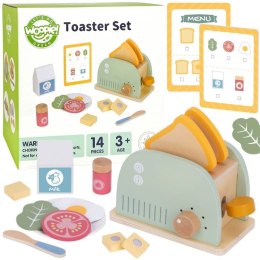 Woopie Let's Go Green WOOPIE GREEN Drewniany Toster Zestaw Śniadaniowy z Akcesoriami 14 el. FSC