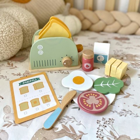 Woopie Let's Go Green WOOPIE GREEN Drewniany Toster Zestaw Śniadaniowy z Akcesoriami 14 el. FSC