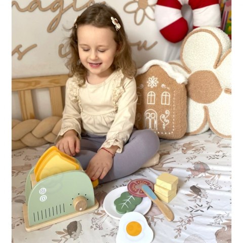 Woopie Let's Go Green WOOPIE GREEN Drewniany Toster Zestaw Śniadaniowy z Akcesoriami 14 el. FSC