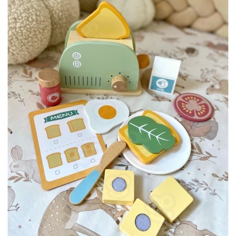 Woopie Let's Go Green WOOPIE GREEN Drewniany Toster Zestaw Śniadaniowy z Akcesoriami 14 el. FSC