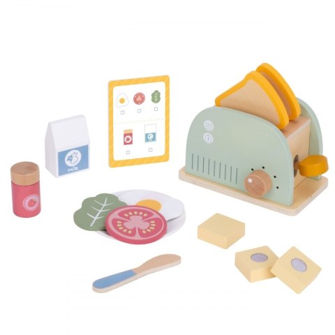 Woopie Let's Go Green WOOPIE GREEN Drewniany Toster Zestaw Śniadaniowy z Akcesoriami 14 el. FSC